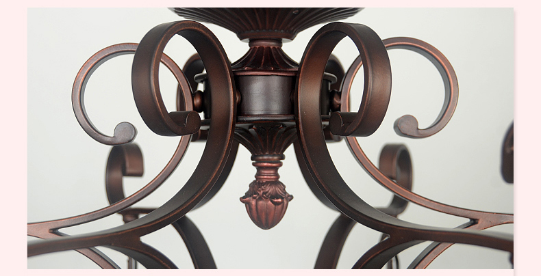 FUMAT Tiffany Style Stained Glass Handcrafted Chandelier - Wrought Iron Pink Floral Design with 6 Lights