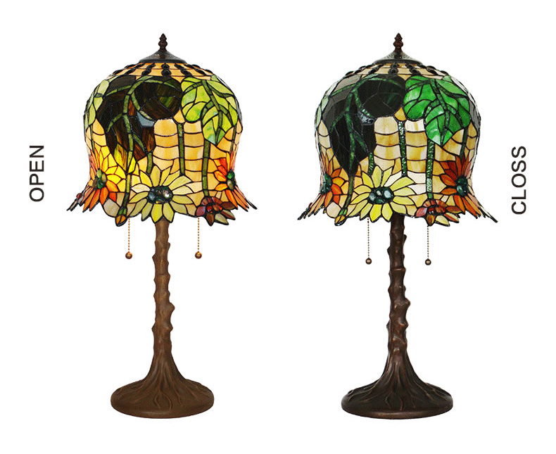 FUMAT Tiffany Style Stained Glass Handcrafted Table Lamp - Romantic Sunflower Design