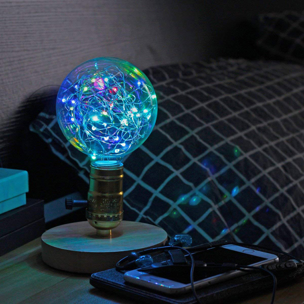 Edison G95 Gypsophila E26 Decorative Bulb Led Copper Wire Bulbs Christmas Decoration Lights -RGB