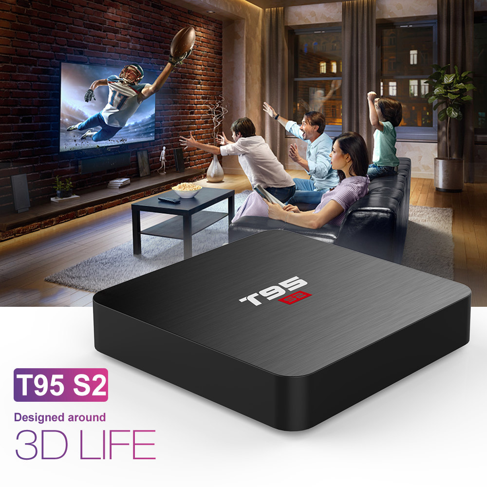 T95 S2 Amlogic S905W 1GB/8GB Android 7.1 KODI 17.6 4K TV Box WiFi LAN VP9 HDMI
