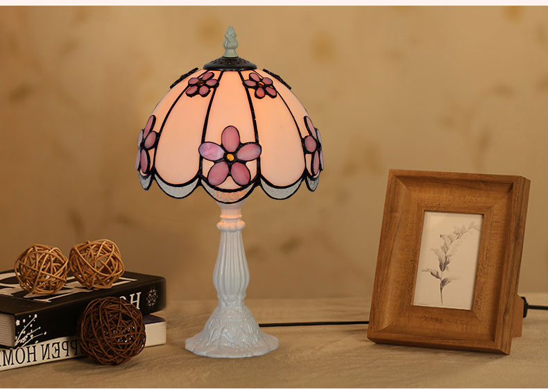 FUMAT Tiffany Style Stained Glass Table Lamp - Romantic Water Wave Lampshade Design
