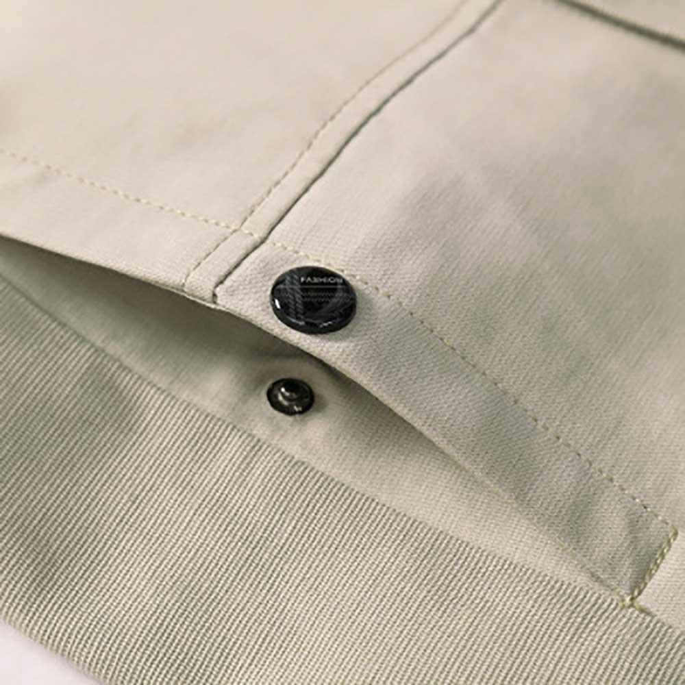 Men's Autumn & Winter Business Casual Stand Collar Coat Slim Fit Jacket With Zipper Size M - Beige