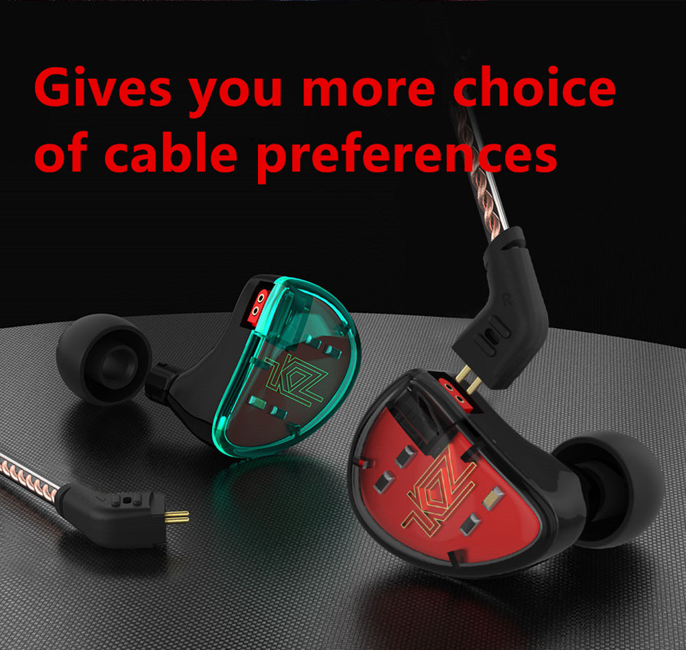KZ AS10 5BA HiFi Stereo Earphone In-ear Earbuds with 0.75mm 2 Pin Cable - Black WITH MIC