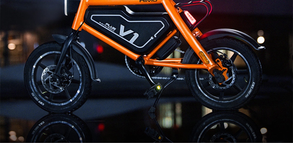 Xiaomi HIMO V1 Plus Portable Folding Electric Moped Bicycle 250W Motor 14 Inch Wheel Diameter Lightweight Design - Orange