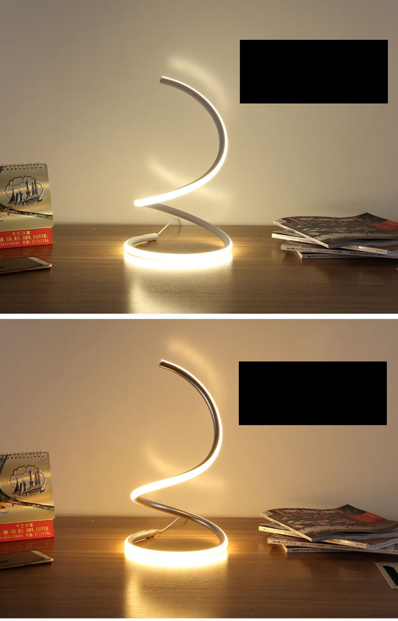 FUMAT Nordic Modern Table Lamp - Creative S Pattern Design (Warm Light Silver)