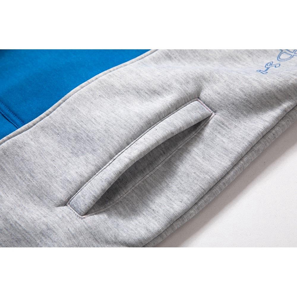 WY30 Men's Autumn Casual Irregular Loose Hoodie (Color Block Cotton Sweatshirt Size M) - Blue
