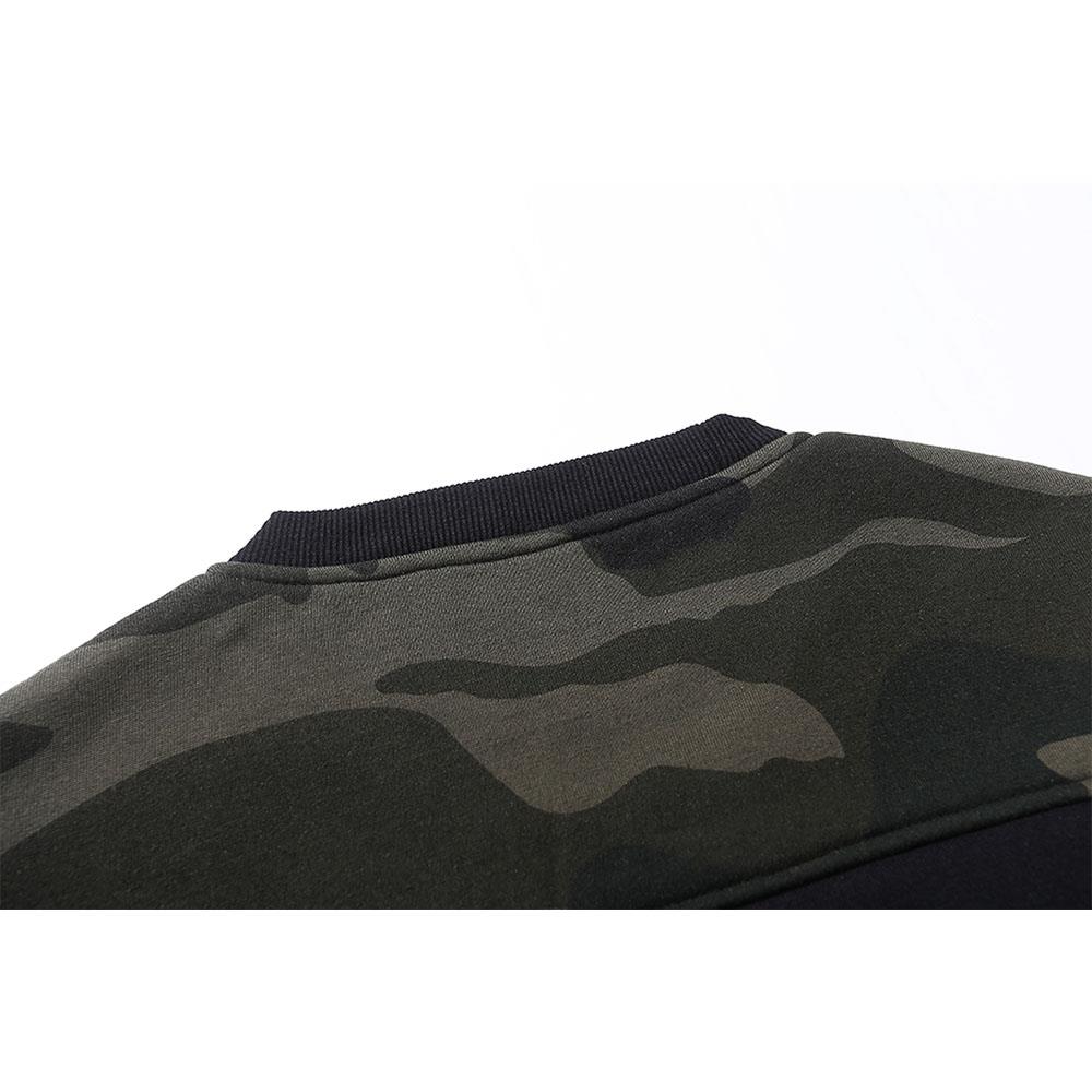 WY09 Men's Casual Crew Neck Camouflage Stitching Cotton Sweatshirt Size L - Army Green
