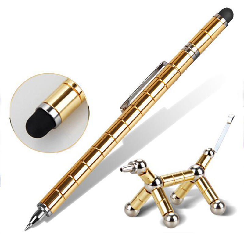 Magnetic Pen Metal Magical Neutral Pressure Reduction Signature Multi-functional Creative Pen - Silver