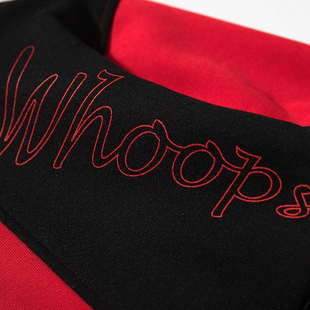 WY30 Men's Autumn Casual Irregular Loose Hoodie (Color Block Cotton Sweatshirt Size M) - Red