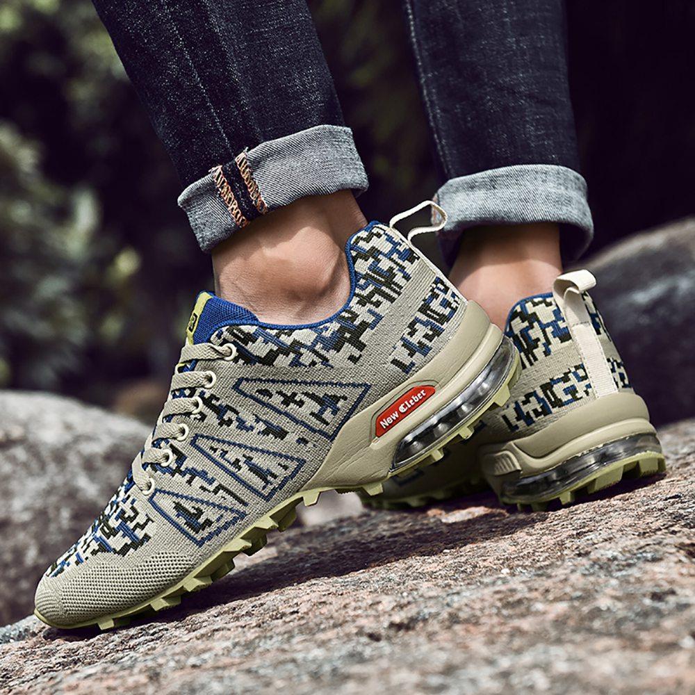 Men Outdoor Mountaineering Mesh Shoes Casual Flying Woven Shoes EU 39.5 - Camouflage Blue