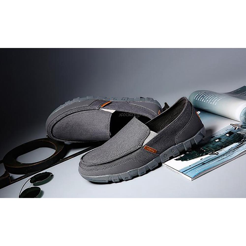 S1029 Men's Casual Canvas Shoes (Comfortable Rubber Sole Flats Size EU39) - Gray
