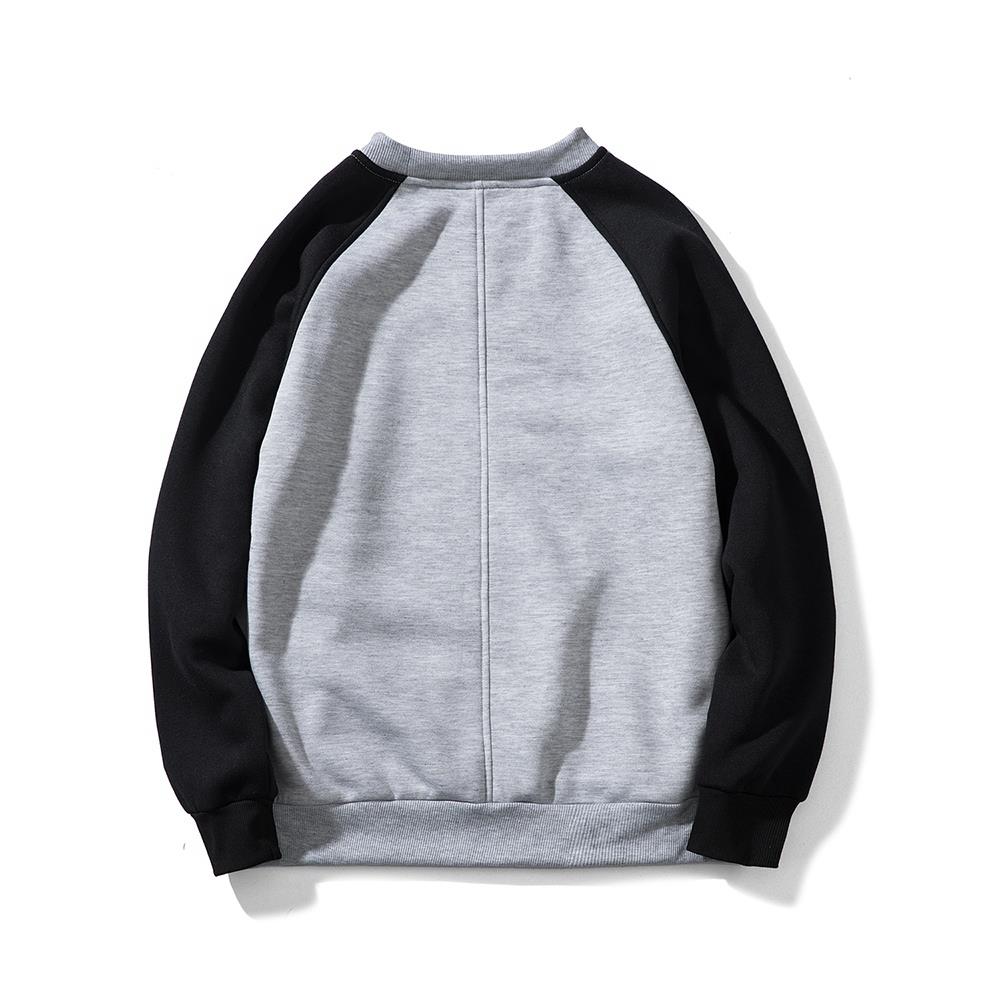 WY40 Men's Autumn Basic Casual Round Neck Sweatshirt (Color Block Cotton Pullover Shirt Size M) - Light Gray