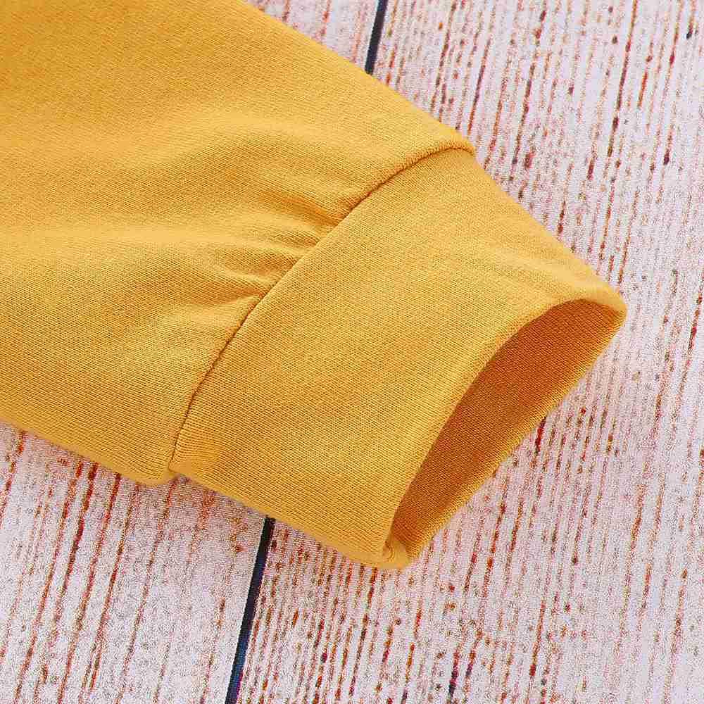 HZ6003 Kids Girls Pocket Printed Two-piece Set (Long-sleeve Hoodie + Floral Trousers Size 70) - Yellow