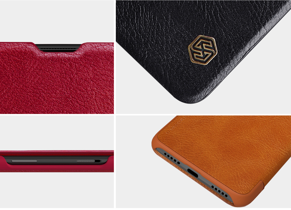 NILLKIN Protective Leather Phone Case for Oneplus 6T Protective Back Cover - Black