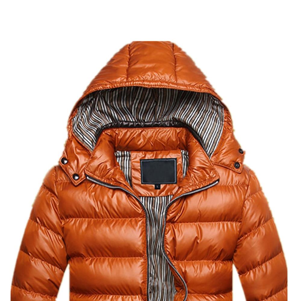 TG220 Men's Winter Hooded Down Jacket (Cotton Padded Warm Slim Fit Coat Size L) - Dark Yellow