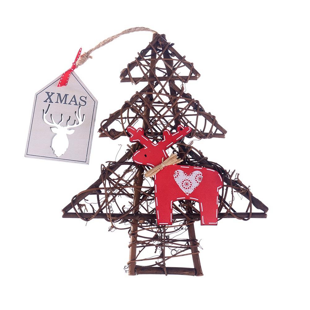 20LEDs Natural Dried Wreath DIY Christmas Tree Rattan String Light Wreaths Christmas Door Wall Wedding Decoration - Warm White