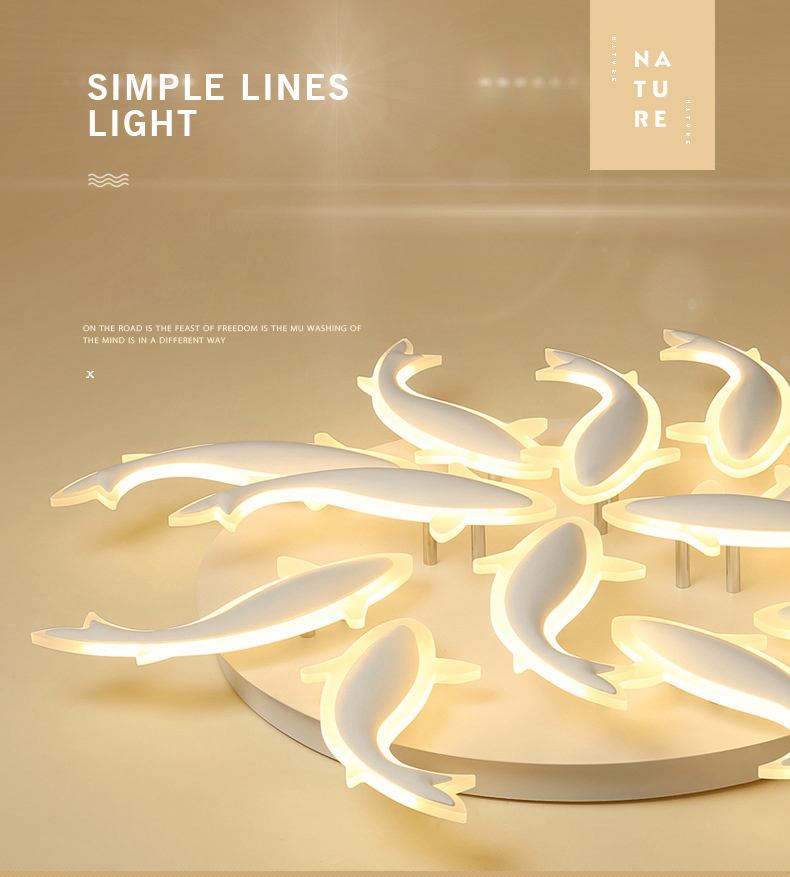 FUMAT Nordic Modern Acrylic Ceiling Light - Minimalist Leaping Fishes Design with 3 Lights
