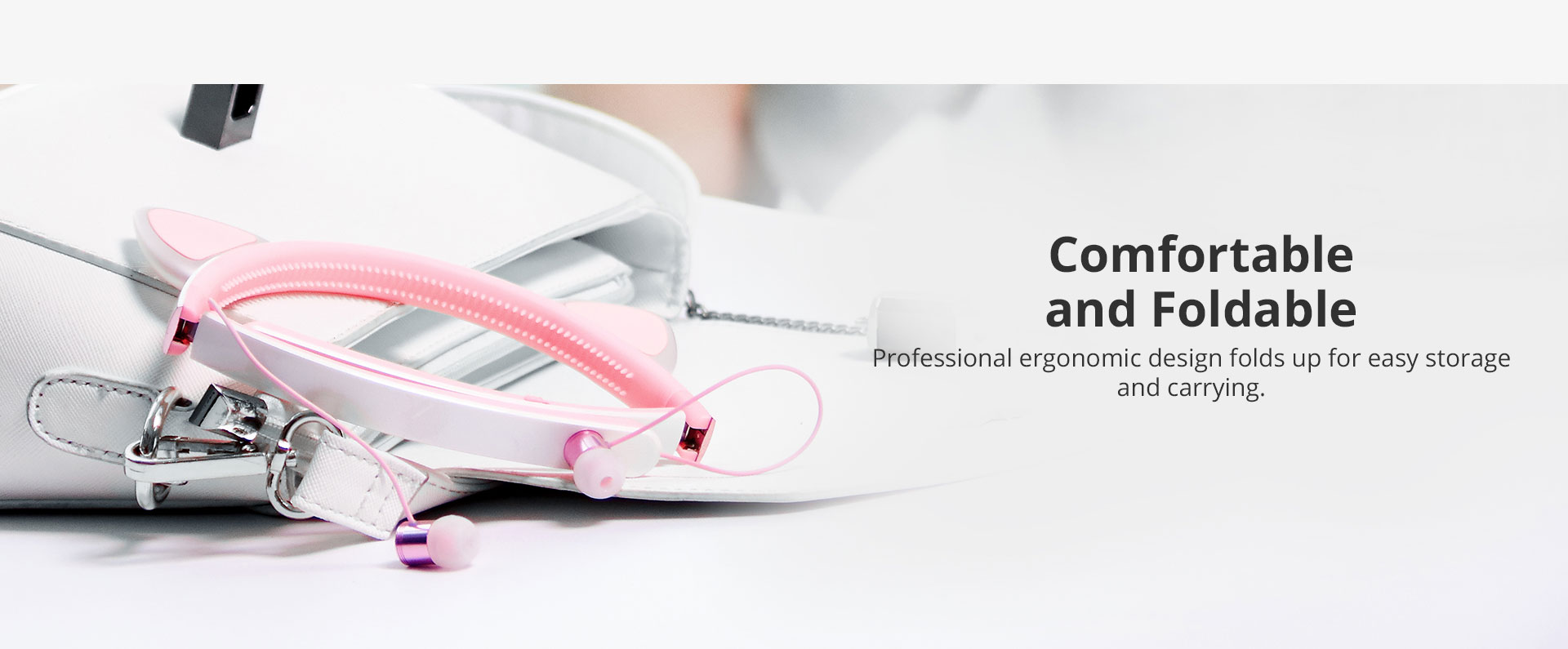 Tronsmart Bunny Ears Bluetooth Headphones with LED Light - Pink