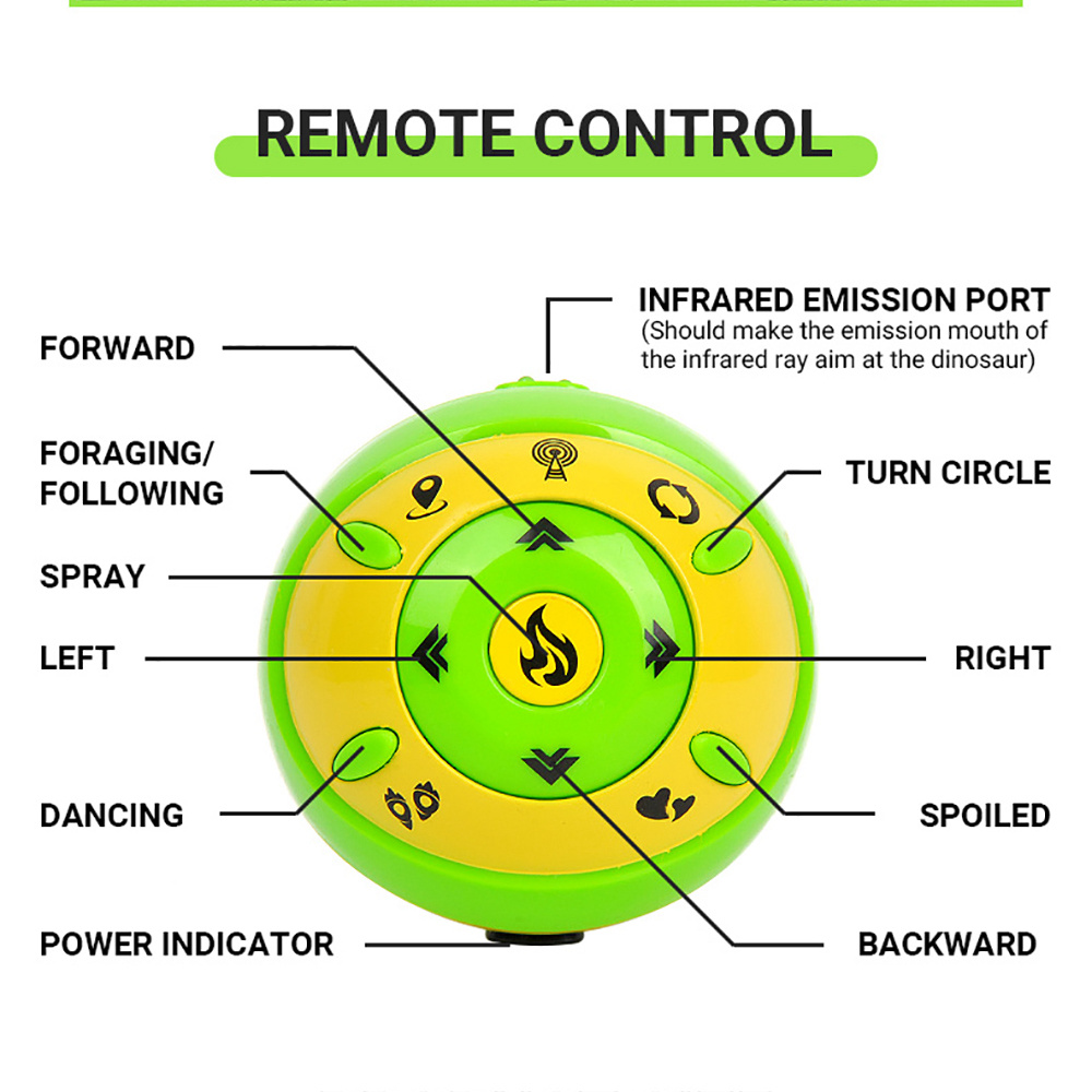 908A Gesture Control Dancing Spray Multifunction RC Dinosaur Jungle Overlord - Green