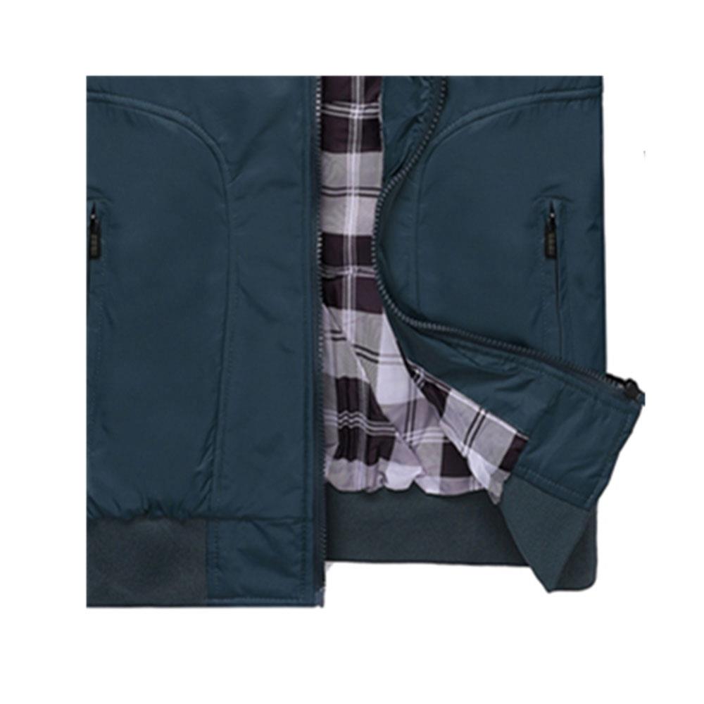 CA1235 Men's Autumn Winter Classic Casual Jacket (Standing Collar Tartan Pattern Polyester Coat Size M) - Dark Green