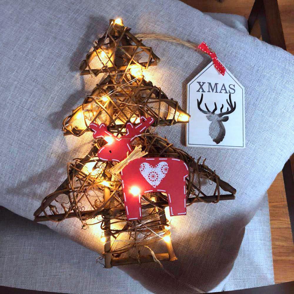 20LEDs Natural Dried Wreath DIY Christmas Tree Rattan String Light Wreaths Christmas Door Wall Wedding Decoration - Warm White