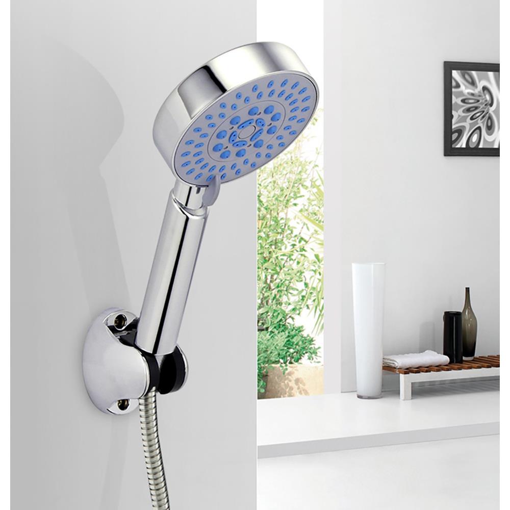 Five Function Silica Gel Holes Shower Head Water Saving With Chrome Rainfall Round Handheld