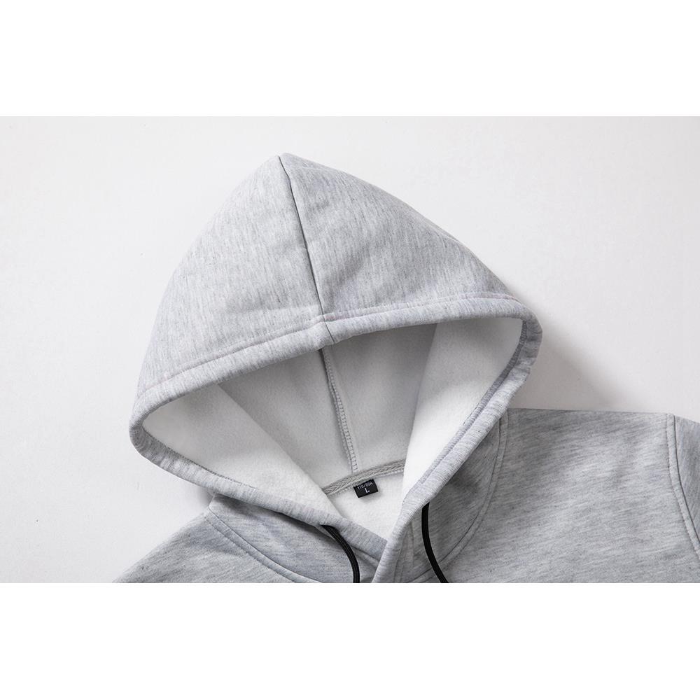 WY37 Men's Autumn Winter Casual Irregular Hoodie (Color Block Letter Pattern Cotton Sweatshirt Size M) - Gray