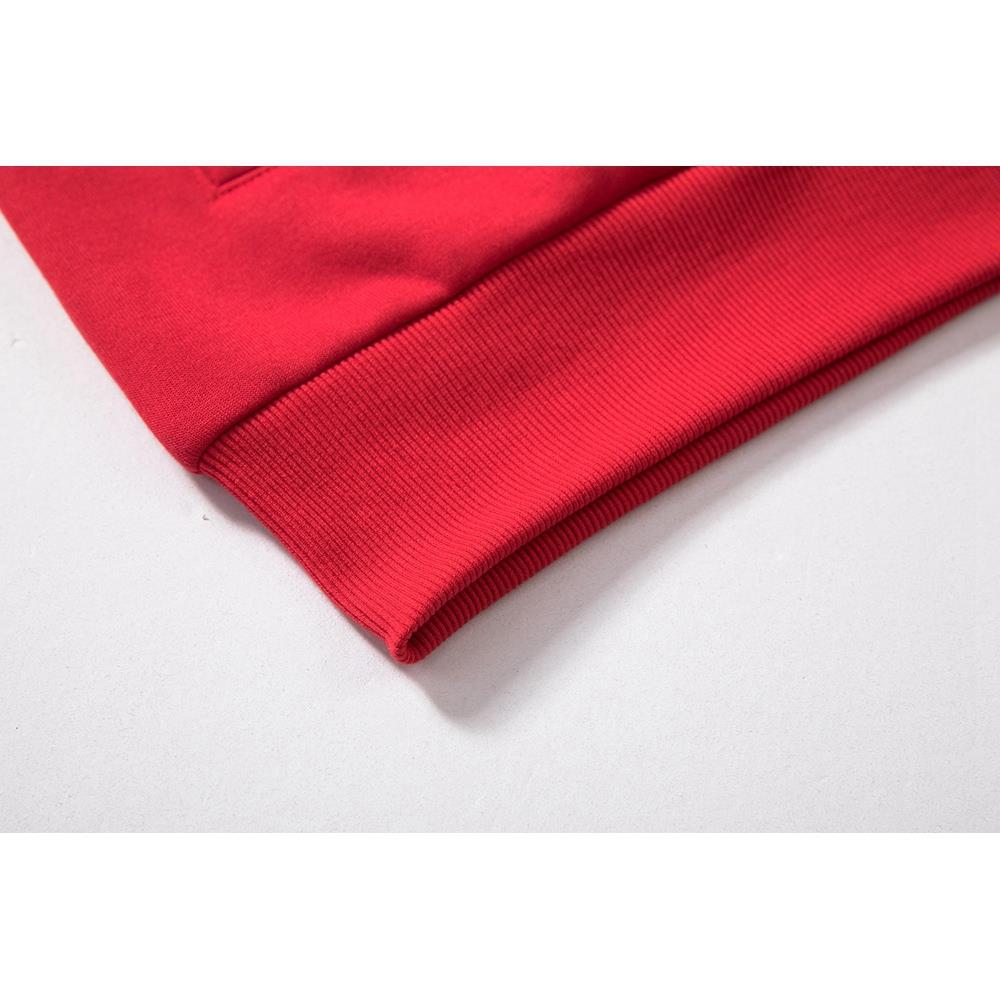 WY36 Men's Casual Color Block Zipper Design Cotton Hoodie Size S - Red and Black