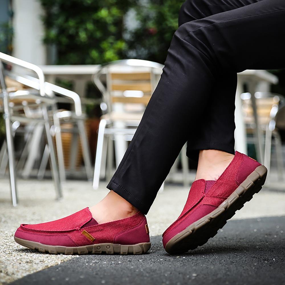 S1029 Men's Casual Canvas Shoes (Comfortable Rubber Sole Flats Size EU39) - Red