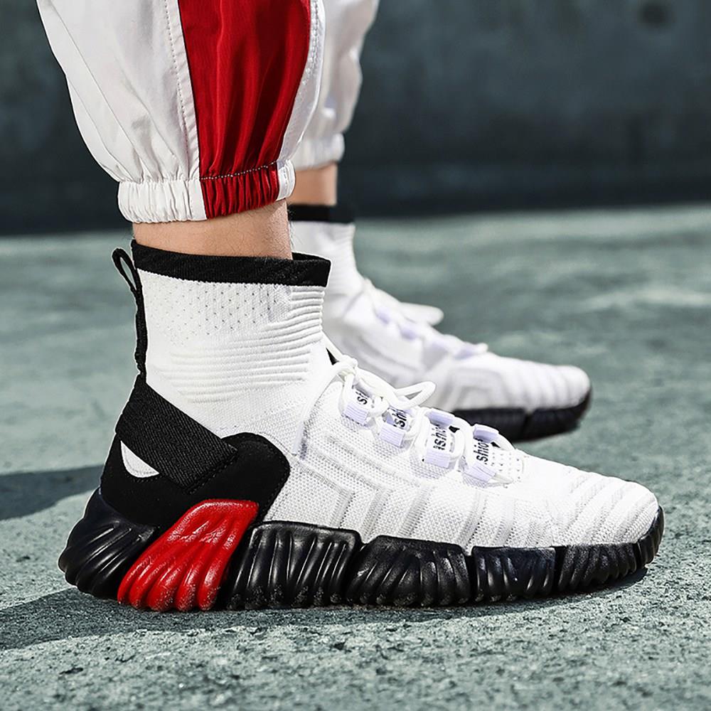 Men Outdoor Tennis Shoes Running Shoes Mesh Casual Shoes Flying Woven Upper Size EU 39.5 - White