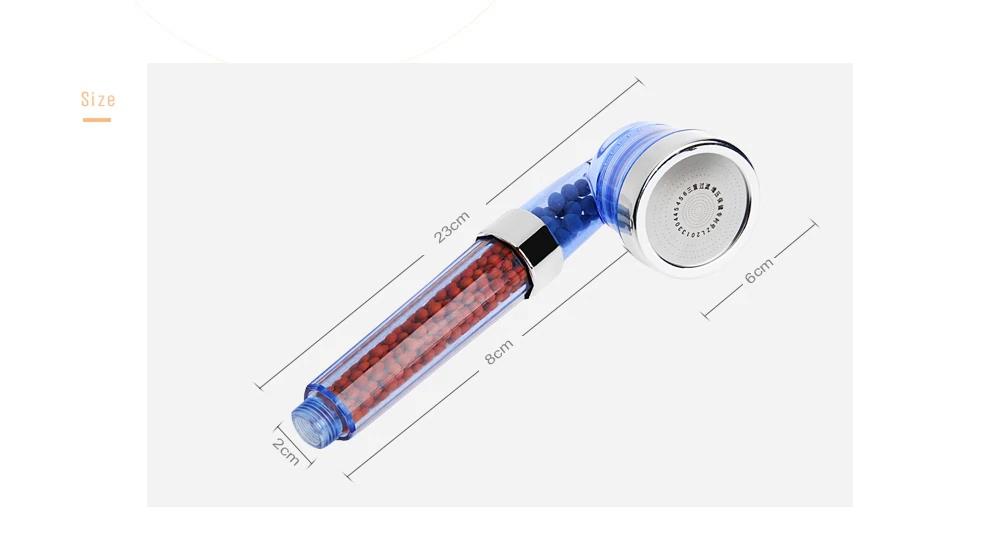 Negative Ionic Shower Head Handheld High-Pressure Water-saving Three-functions Sprayer for Bathroom - Silver