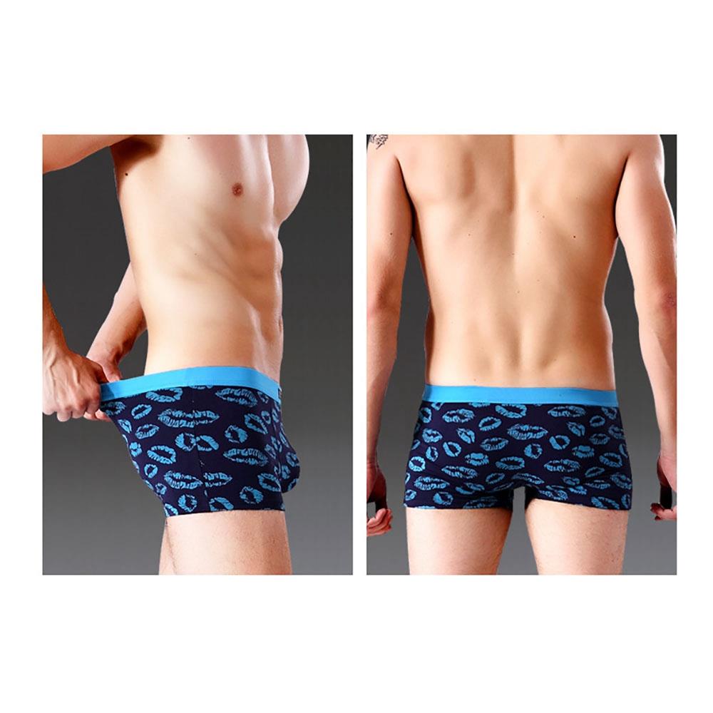 C806 Men Sexy Breathable U Convex Lips Pattern Elastic Boxers Underwear Size L - Blue