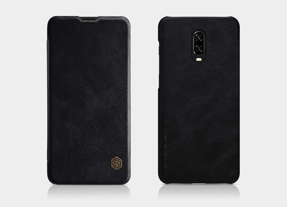 NILLKIN Protective Leather Phone Case for Oneplus 6T Protective Back Cover - Black