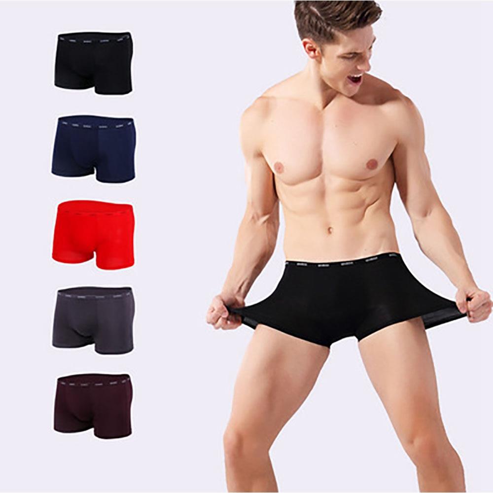 C800 Men Sexy Breathable Medium Waist Underpants Elastic Boxer Underwear Size L - Dark Gray