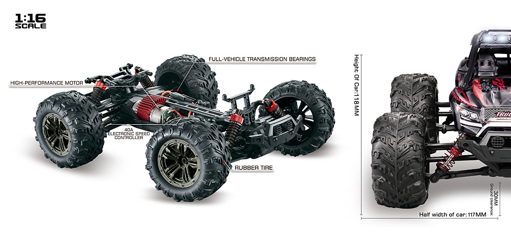 XINLEHONG Toys 9137 2.4G 1:16 4WD Brushed Monster Truck Off-road RC Car RTR - Blue