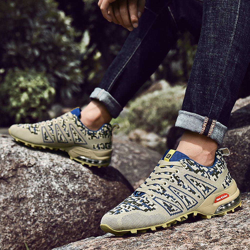 Men Outdoor Mountaineering Mesh Shoes Casual Flying Woven Shoes EU 39.5 - Camouflage Blue