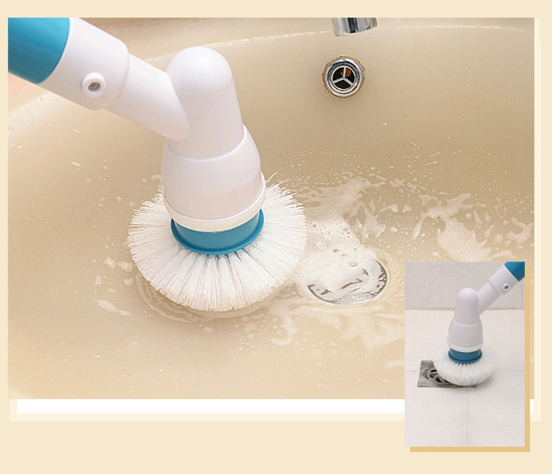 Electric Spin Scrubber Multi-function Automatic Cordless Cleaning Brush Household Cleaning Set - UK Plug