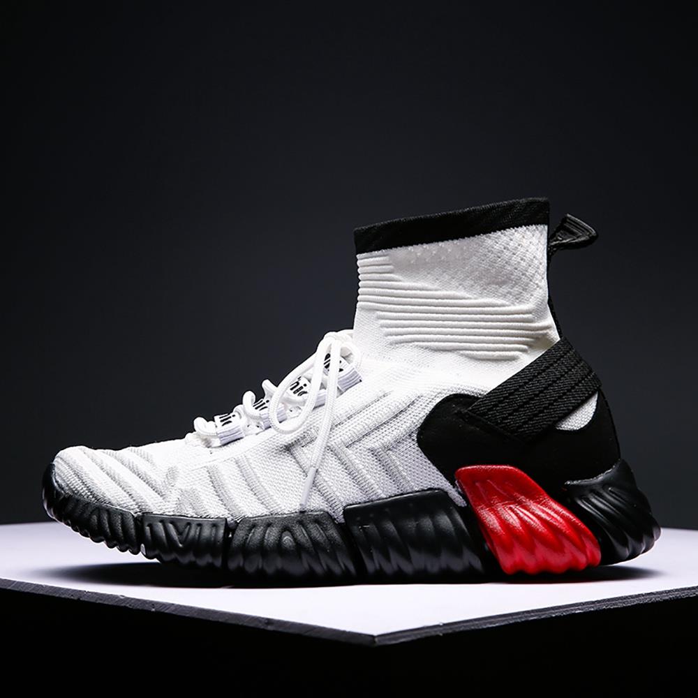 Men Outdoor Tennis Shoes Running Shoes Mesh Casual Shoes Flying Woven Upper Size EU 39.5 - White