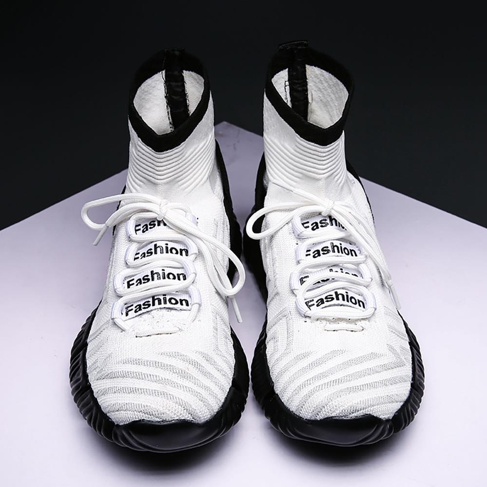 Men Outdoor Tennis Shoes Running Shoes Mesh Casual Shoes Flying Woven Upper Size EU 39.5 - White