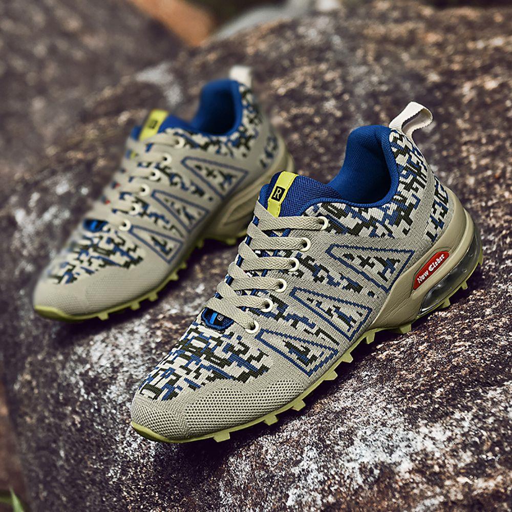 Men Outdoor Mountaineering Mesh Shoes Casual Flying Woven Shoes EU 39.5 - Camouflage Blue