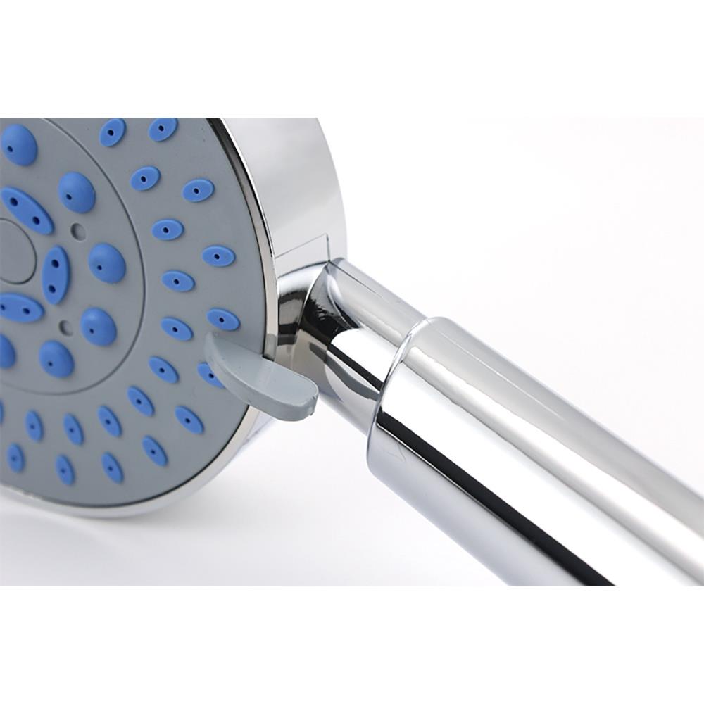 Five Function Silica Gel Holes Shower Head Water Saving With Chrome Rainfall Round Handheld