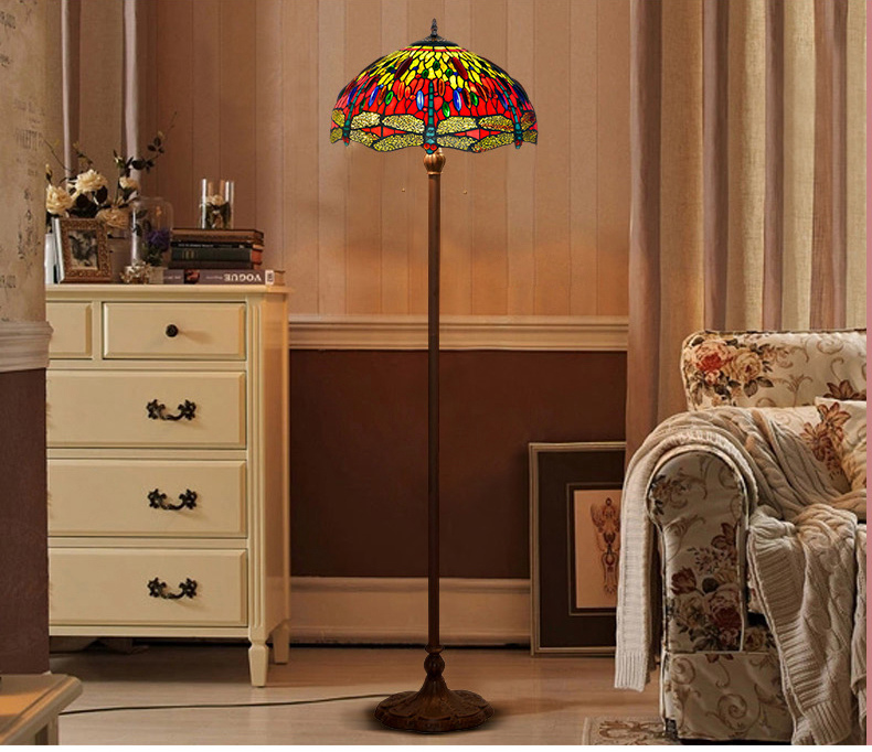 FUMAT Tiffany Style Stained Glass Handcrafted Floor Lamp - Romantic Ripe Grapes Design