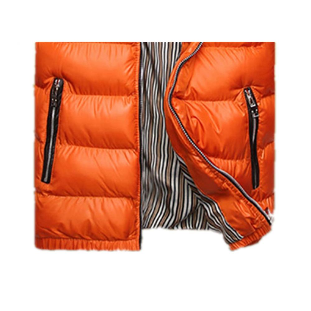TG220 Men's Winter Hooded Down Jacket (Cotton Padded Warm Slim Fit Coat Size L) - Orange