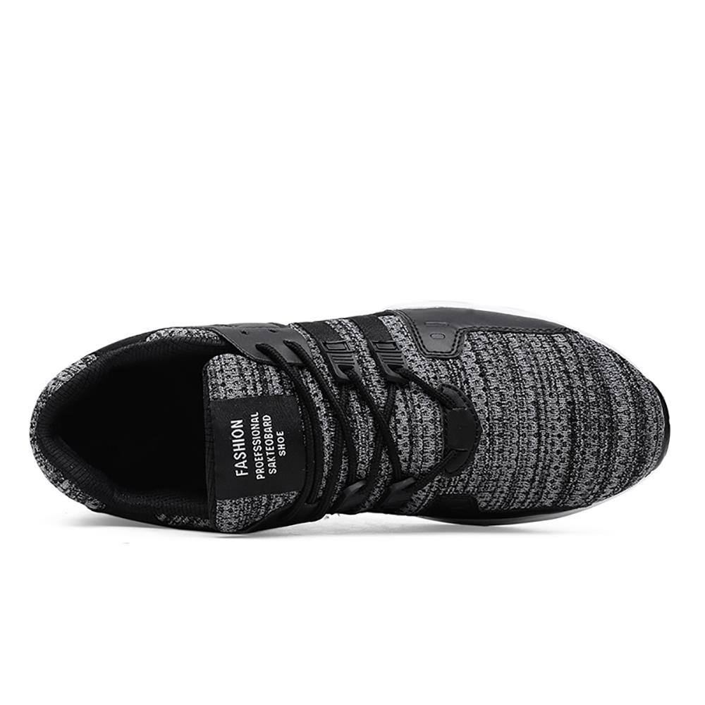 Men's Casual Outdoor Tennis Sneakers(Flying Woven Upper Running Shoes Size EU39.5) - Black and Gray