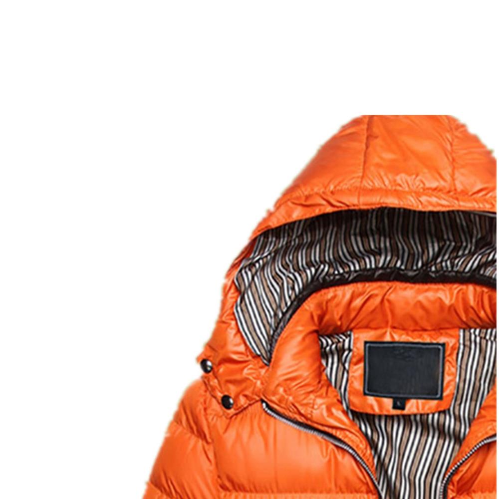 TG220 Men's Winter Hooded Down Jacket (Cotton Padded Warm Slim Fit Coat Size L) - Orange