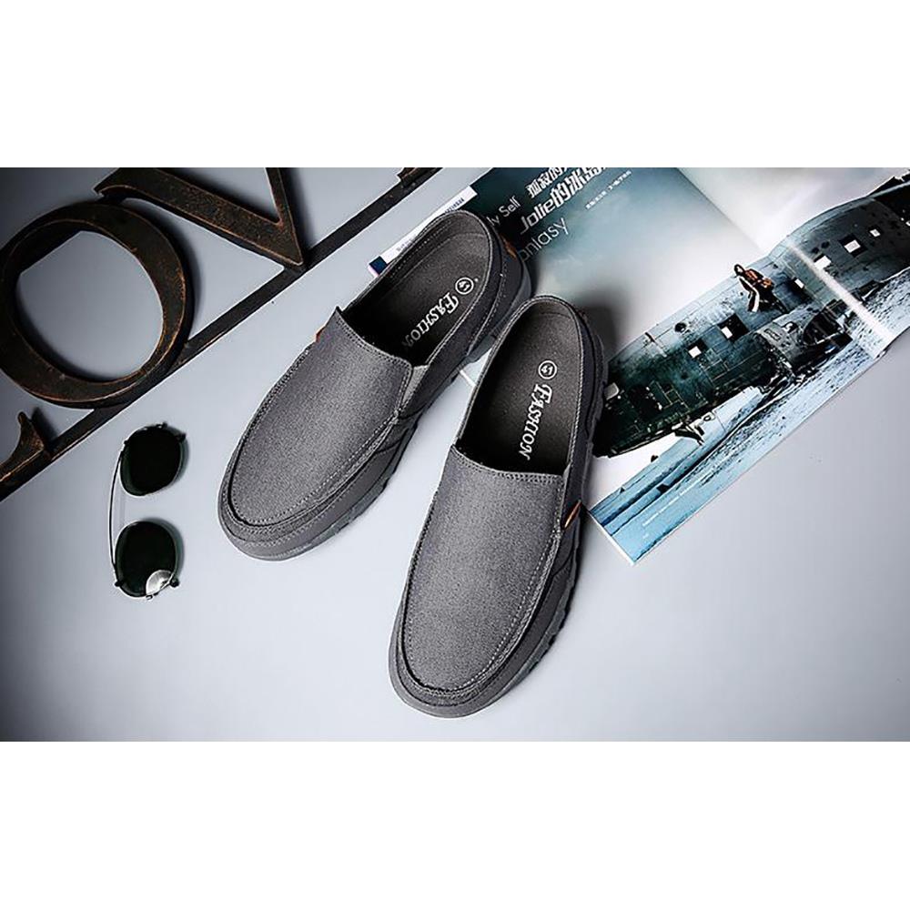 S1029 Men's Casual Canvas Shoes (Comfortable Rubber Sole Flats Size EU39) - Gray
