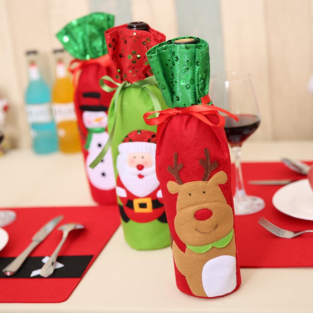 Christmas Wine Bottle Bags Gifts Champagne Sequins Bags - Santa Claus