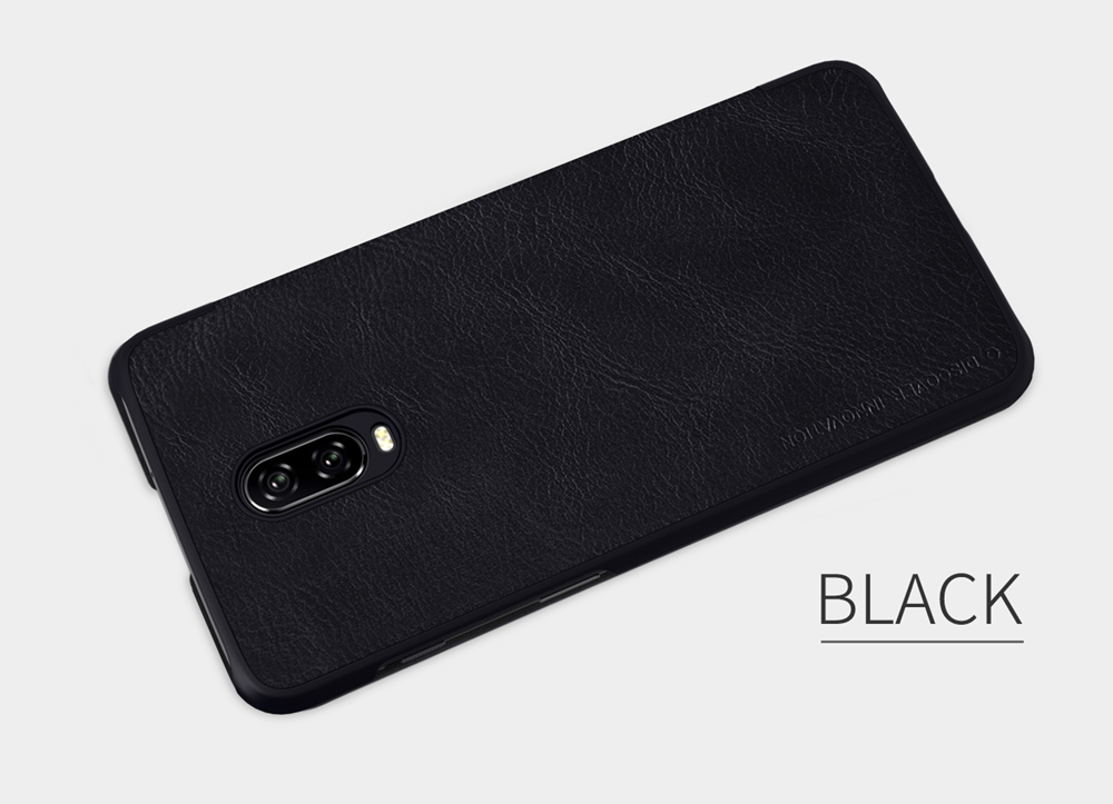 NILLKIN Protective Leather Phone Case for Oneplus 6T Protective Back Cover - Black