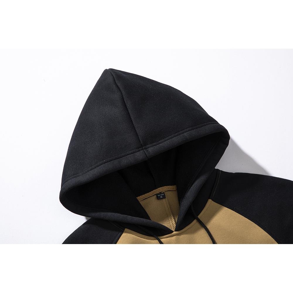 WY39 Men's Autumn Winter Raglan Hoodie (Color Block Breathable Size M) - Khaki