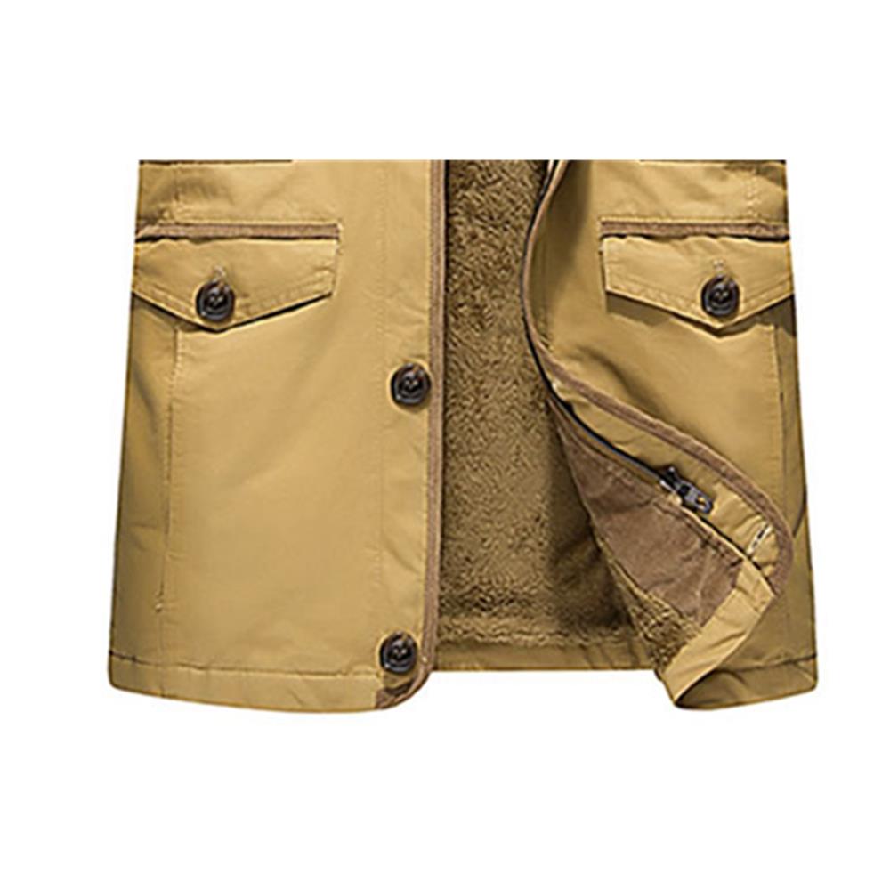CAH8808 Men's Autumn And Winter Leisure Long Cotton Jacket (Thick Trench Coat Size L) - Deep Khaki